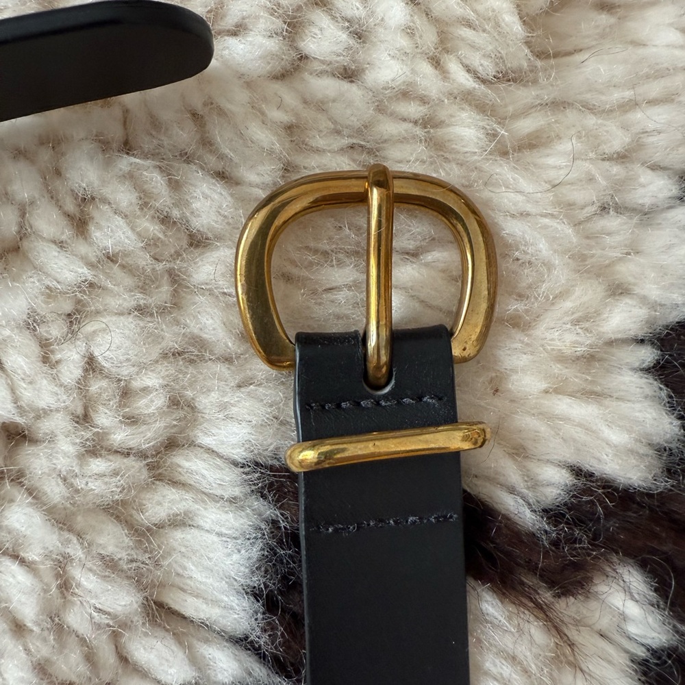 Rachel COMEY black Leather Belt with Gold Buckle
